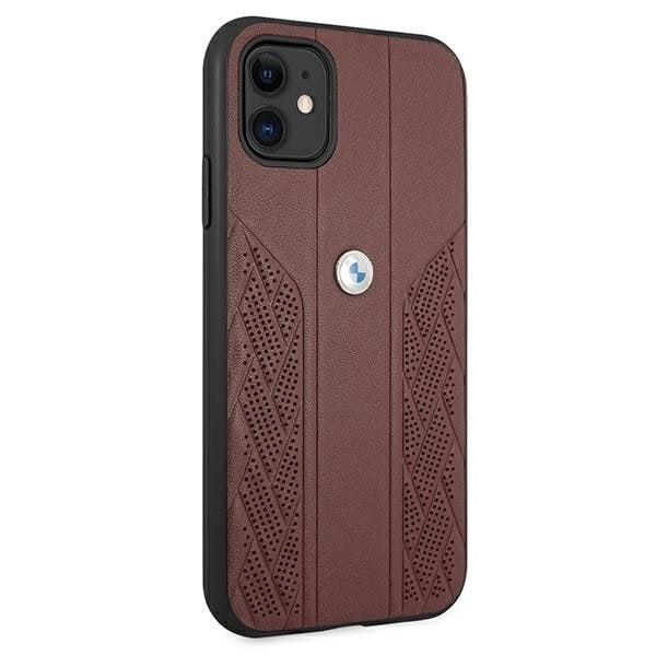 BMW Läder Curve Perforate Skal iPhone 11 - Röd Röd