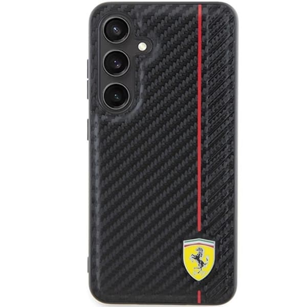 Ferrari telefontaske til Galaxy S24 Plus Carbon Printed Line - Sort Black