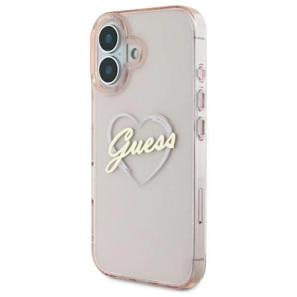 Guess Mobilskal till iPhone 16 IML Heart - Rosa Rosa
