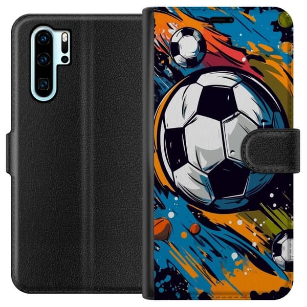 Plånboksfodral till Huawei P30 Pro med Fotbollar