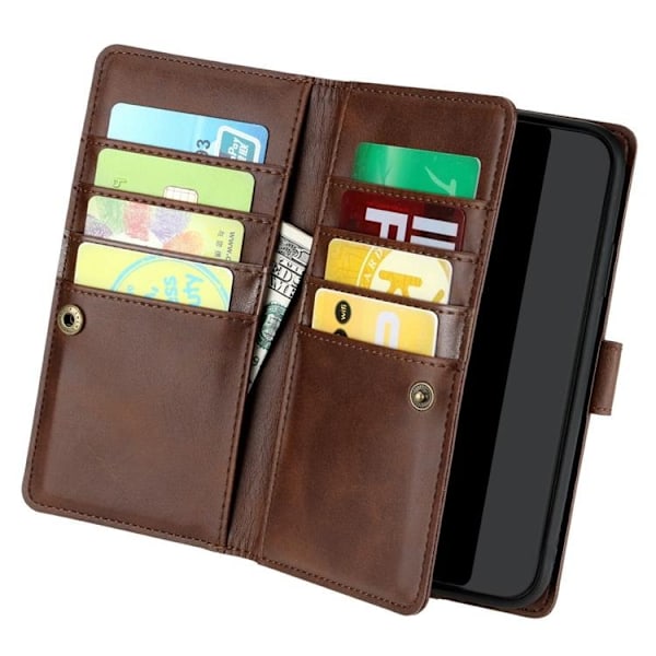 iPhone 14 Pro Max Plånboksfodral Äkta Läder Flip - Coffee