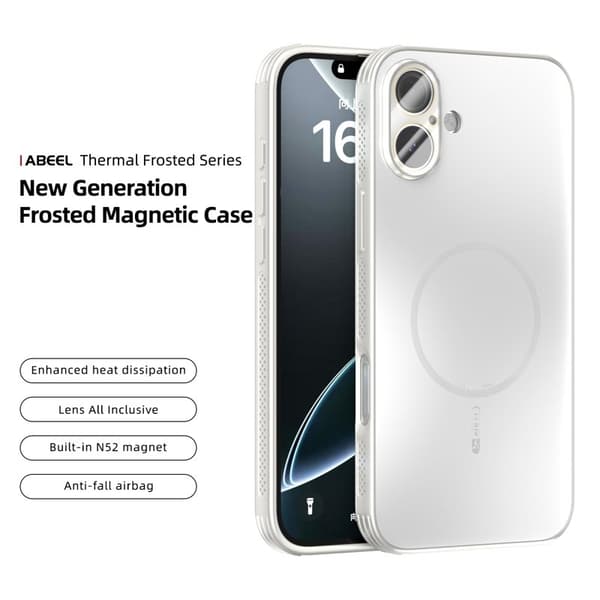 ABEEL Mobilskal till iPhone 16 Plus Magnetiskt TPU PC Kylande Matt Vit