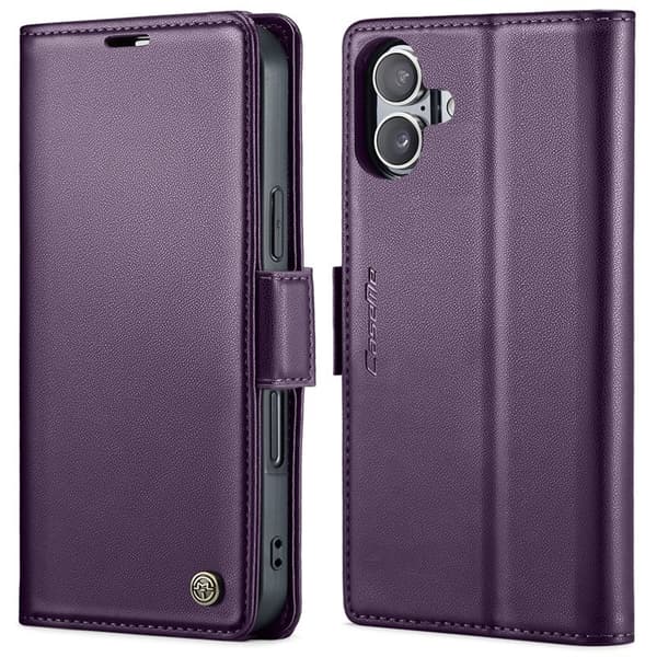 CASEME iPhone 16 Plånboksfodral Konstläder RFID-Skydd Lila