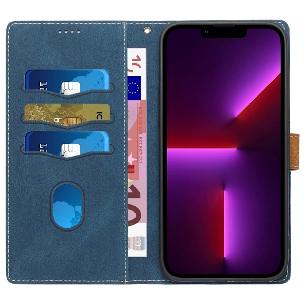 Splicing Design iPhone 13 Pro Max Plånboksfodral - Blå
