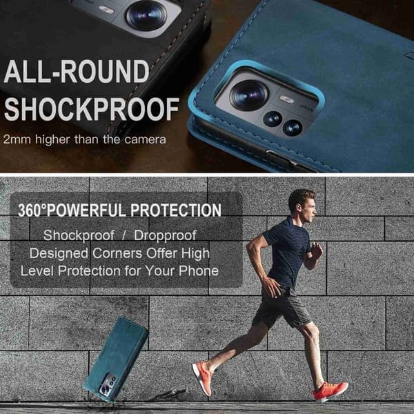 CASEME 013 Plånboksfodral för Xiaomi 12 Lite 5G KonstLäder Blå