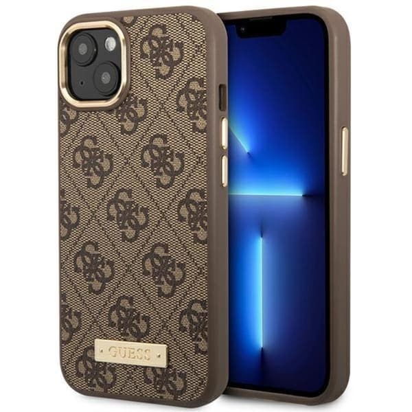 GUESS Mobilskal till iPhone 14 Plus MagSafe Logo Plate - Brun Brun