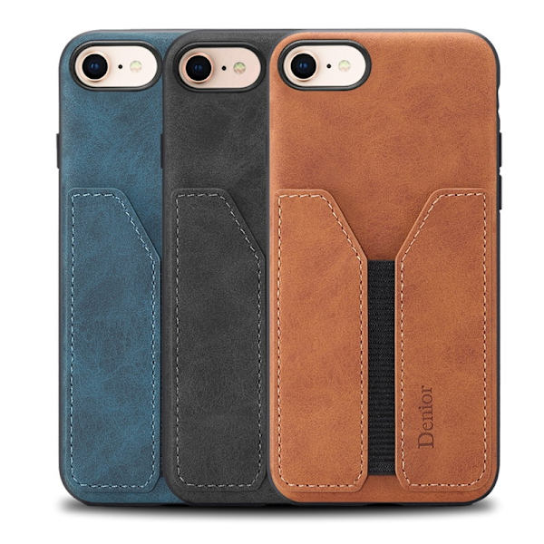 DENIOR Mobilskal till iPhone 16e Elastisk Kortficka PU Läder + TPU + PC - Brun