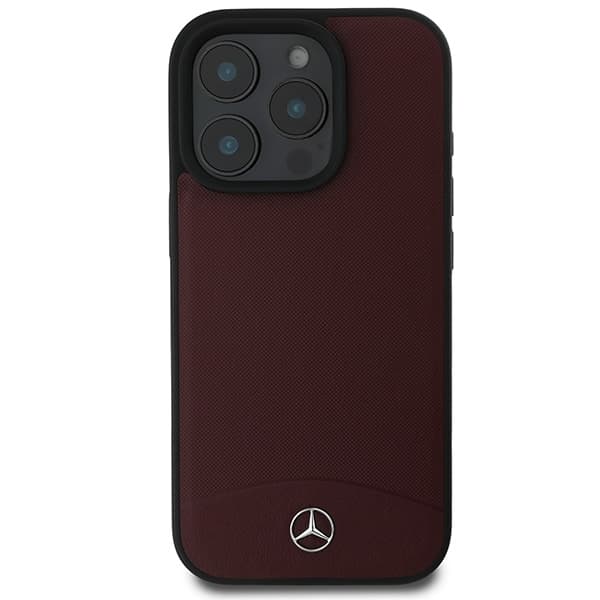 Mercedes Mobilskal till iPhone 16 Pro Max MagSafe Textured Plain Läder Röd