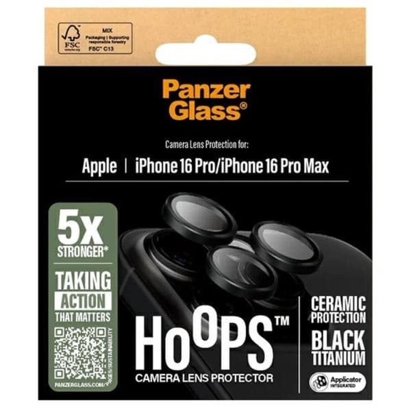 PanzerGlass iPhone 16 Pro/16 Pro Max Kameralinsskydd Härdat Glas Svart