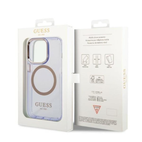 Guess iPhone 14 Pro Mobilskal MagSafe Guld Outline Translucent -