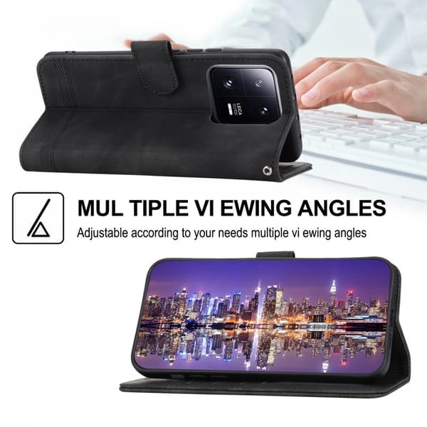 DIERFENG DF-03 Plånboksfodral för Xiaomi 13 Pro 5G - Konstläder - Svart