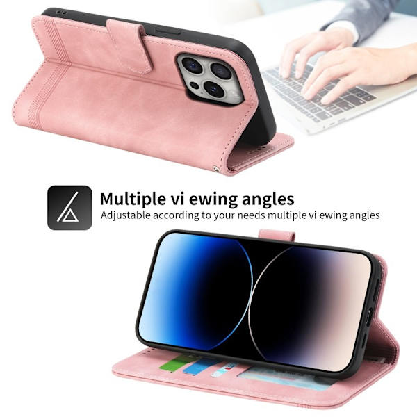 DIERFENG DF-03 iPhone 16 Pro Plånboksfodral Konstläder - Rosa
