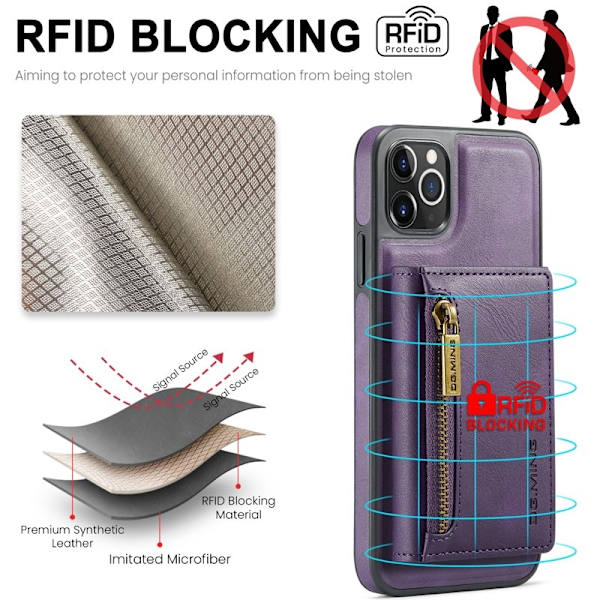 DG.MING M5 Series iPhone 11 Pro Max Plånboksfodral Konstläder Lila