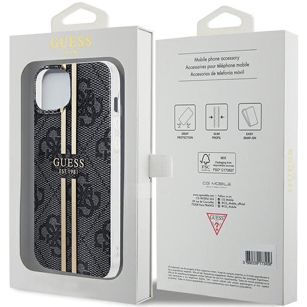 Guess Mobilskal till iPhone 15 Plus / 14 Plus MagSafe IML 4G Gold Stripe