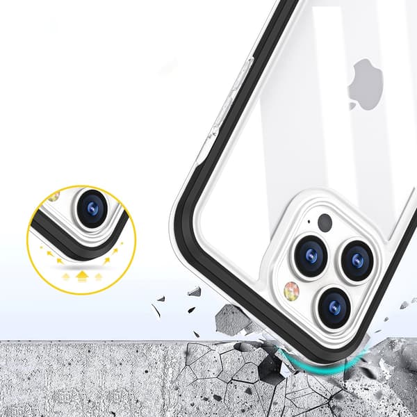 iPhone 12 Pro Max -kuori Clear 3in1 - Musta Black