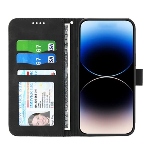 DIERFENG DF-03 Plånboksfodral i Konstläder för iPhone 12 Pro Max - Svart