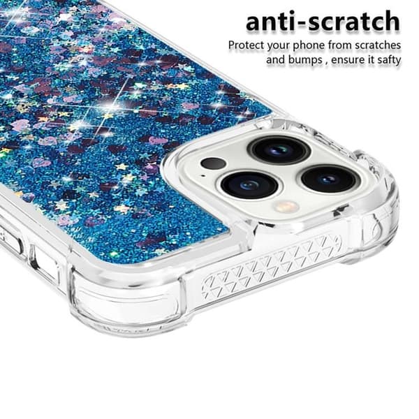 iPhone 14 Pro Skal Liquid Floating Glitter - Blå Blå