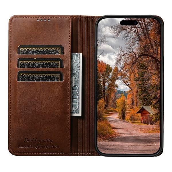 SUTENI iPhone 17 Pro Max Plånboksfodral Konstläder - Brun Brun
