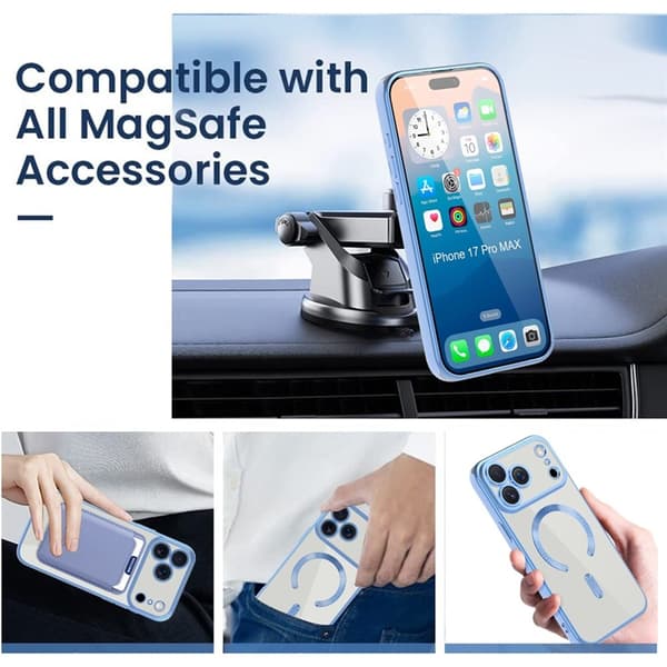 Mobilskal till iPhone 17 Pro Max MagSafe Korthållare TPU + PC - Blå Blå