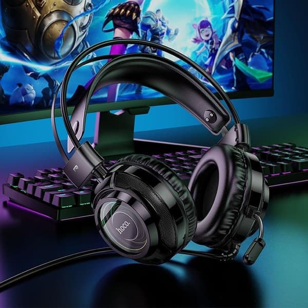 Hoco On-Ear Gaming Hörlurar USB-A/Jack 3.5mm - Svart Black