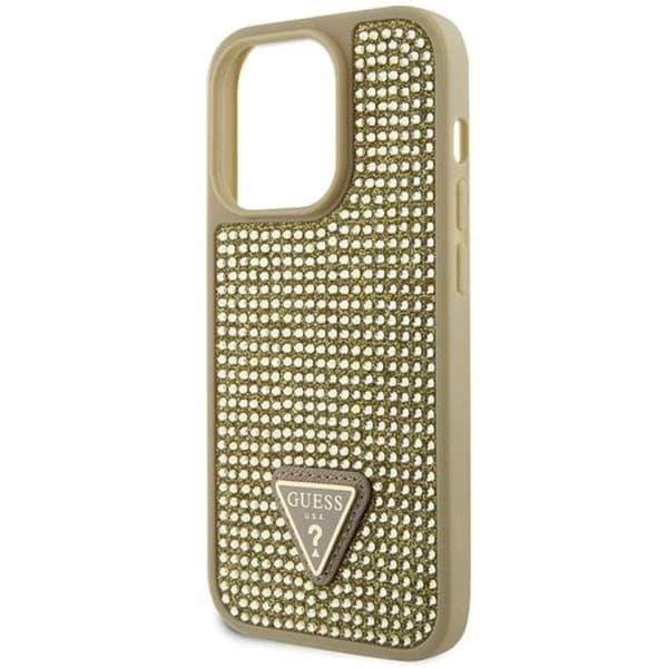 Guess Mobilskal till iPhone 14 Pro Rhinestone Triangle - Guld Guld