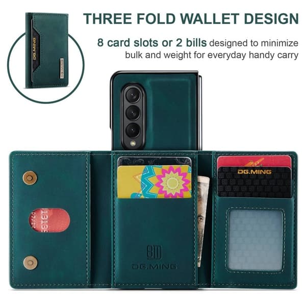 DG.MING Samsung Galaxy Z Fold4 Konstläder Plånboksfodral Magnetisk Grön