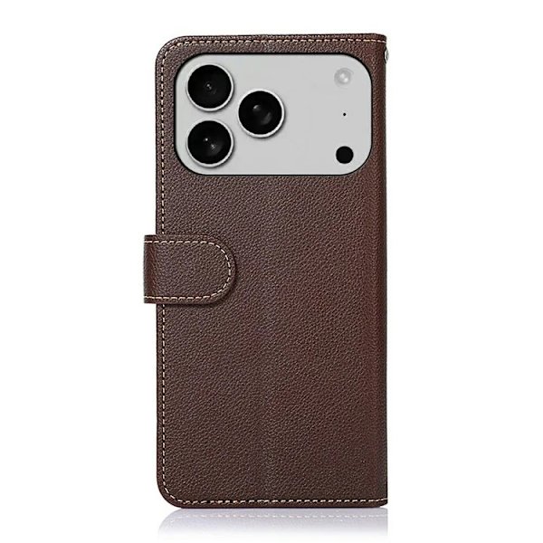 KHAZNEH iPhone 17 Pro Max Konstläder Plånboksfodral RFID-Skydd - Brun Brun