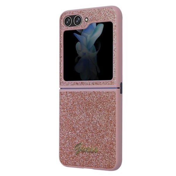 Guess Mobilskal till Galaxy Z Flip 5 Glitter Script - Rosa Rosa