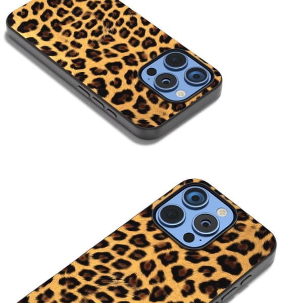 ABEEL Mobilskal till iPhone 16 Pro PU+TPU Leopardmönster - Guld