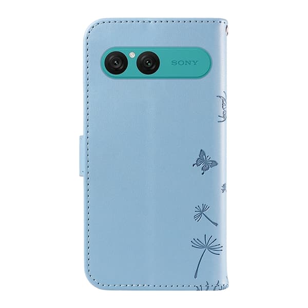 Sony Xperia 10 VII Plånboksfodral Strap Dandelion Konstläder Blå