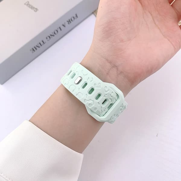 Apple Watch (42/44/45/46/49mm) Armband Leopard Texture - Grön Grön