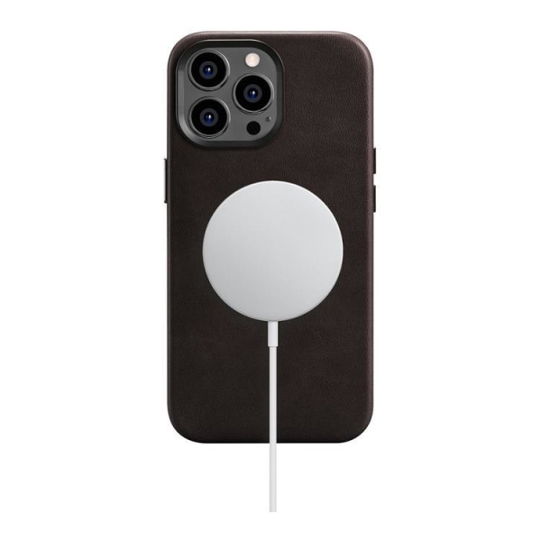 iCarer iPhone 14 Pro Max Case Magsafe aito nahka öljyvaha - tumma