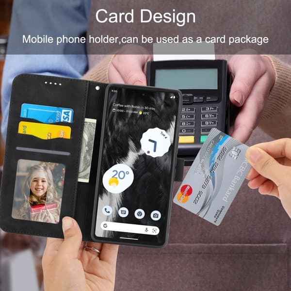 DIERFENG Google Pixel 7 5G Plånboksfodral DF-03 Flip Konstläder - Svart