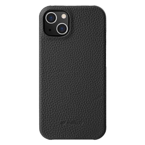 MELKCO Mobilskal för iPhone 15, Äkta läder och PC, Svart