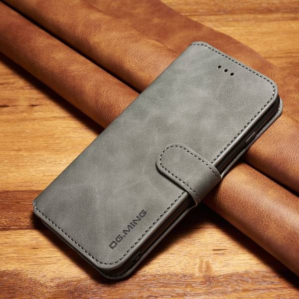 DG.MING Retro Plånboksfodral Konstläder för iPhone 6s Plus - Grå