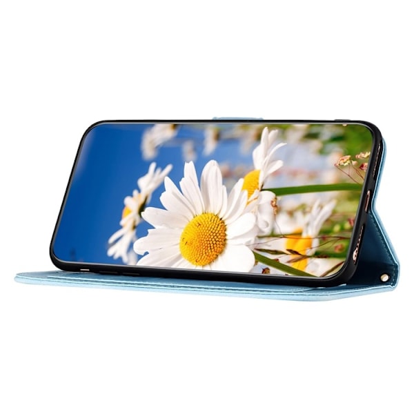 iPhone 15 Pro Max Plånboksfodral Flower Pattern - Ljusblå Blå