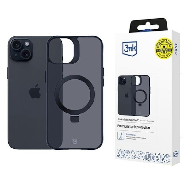 3MK Telefontaske til iPhone 15 Plus MagSafe Røgstativ - Sort Black