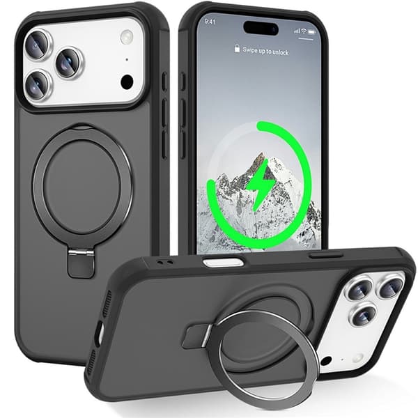 Mobilskal till iPhone 17 Pro Max MagSafe TPU+PC Kickstand - Svart Svart