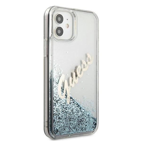 Guess Skal iPhone 12 Mini Glitter Vintage Script - Blå Blå