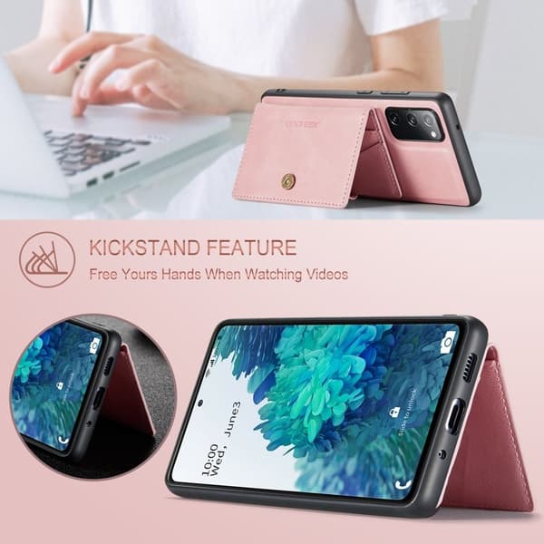 JEEHOOD Mobilskal till Samsung Galaxy S20 FE 2022 Äkta Läder - Rosa