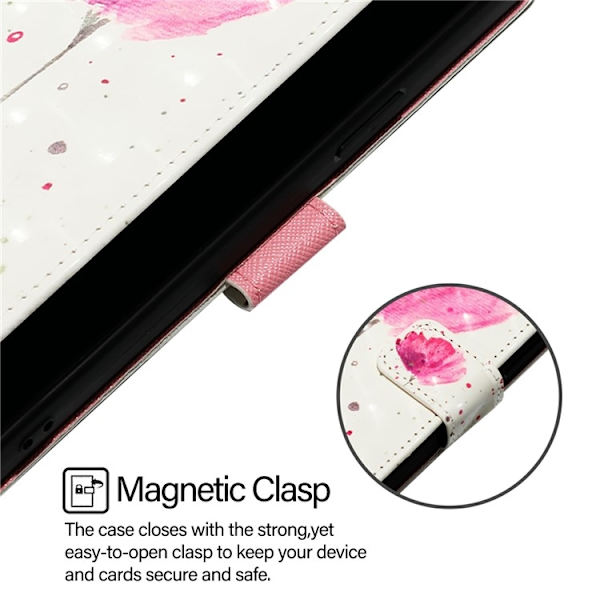 iPhone 16 Plus Plånboksfodral Printing Pattern Med Rem Rosa