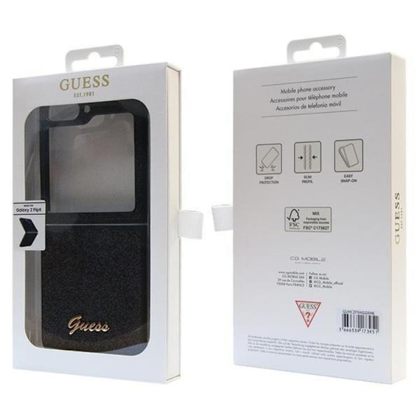 Guess Galaxy Z Flip 5 Mobilskal Glitter Script - Svart Svart