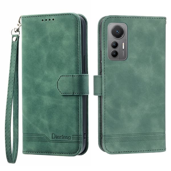 DIERFENG DF-03 Plånboksfodral för Xiaomi 12 Pro 5G - Konstläder - Grön