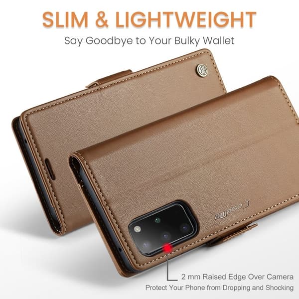 CASEME Plånboksfodral Konstläder för Samsung Galaxy S20 Plus - Brun