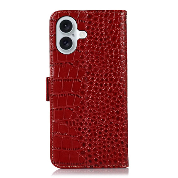 iPhone 17 Plånboksfodral Äkta Läder Crocodile - Röd Röd