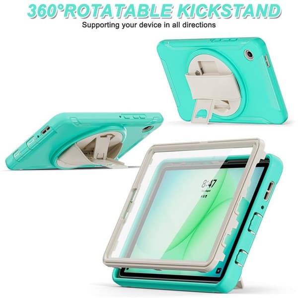 Mobilskal till Galaxy Tab A11 Rotary Kickstand med Handrem Grön