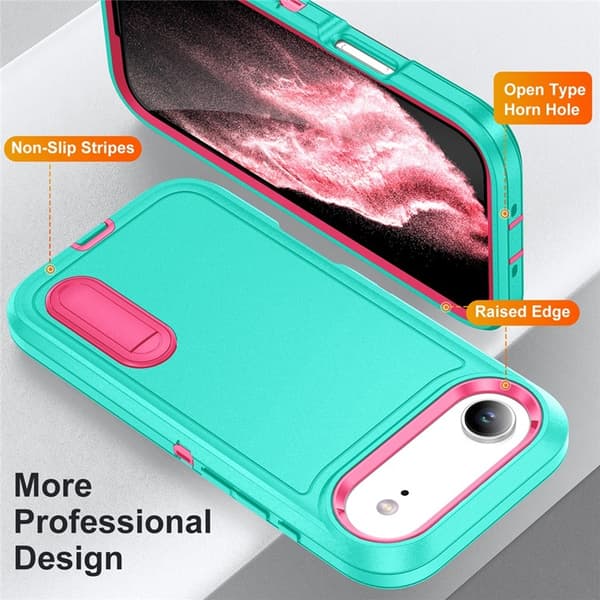 Mobilskal till iPhone Air Kickstand Silikon - ljusgrön/Rosa Rosa