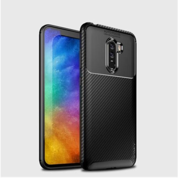 IPAKY Carbon Fiber matkapuhelinkotelo Xiaomi Pocophone F1 -puhelimelle - musta Black