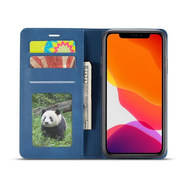 FORWENW iPhone 11 Plånboksfodral i Silky Touch Konstläder - Blå