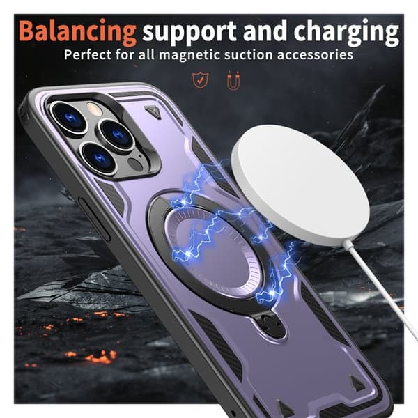 Mobilskal till iPhone 14 Pro Plast Militärskydd Kickstand - Lila